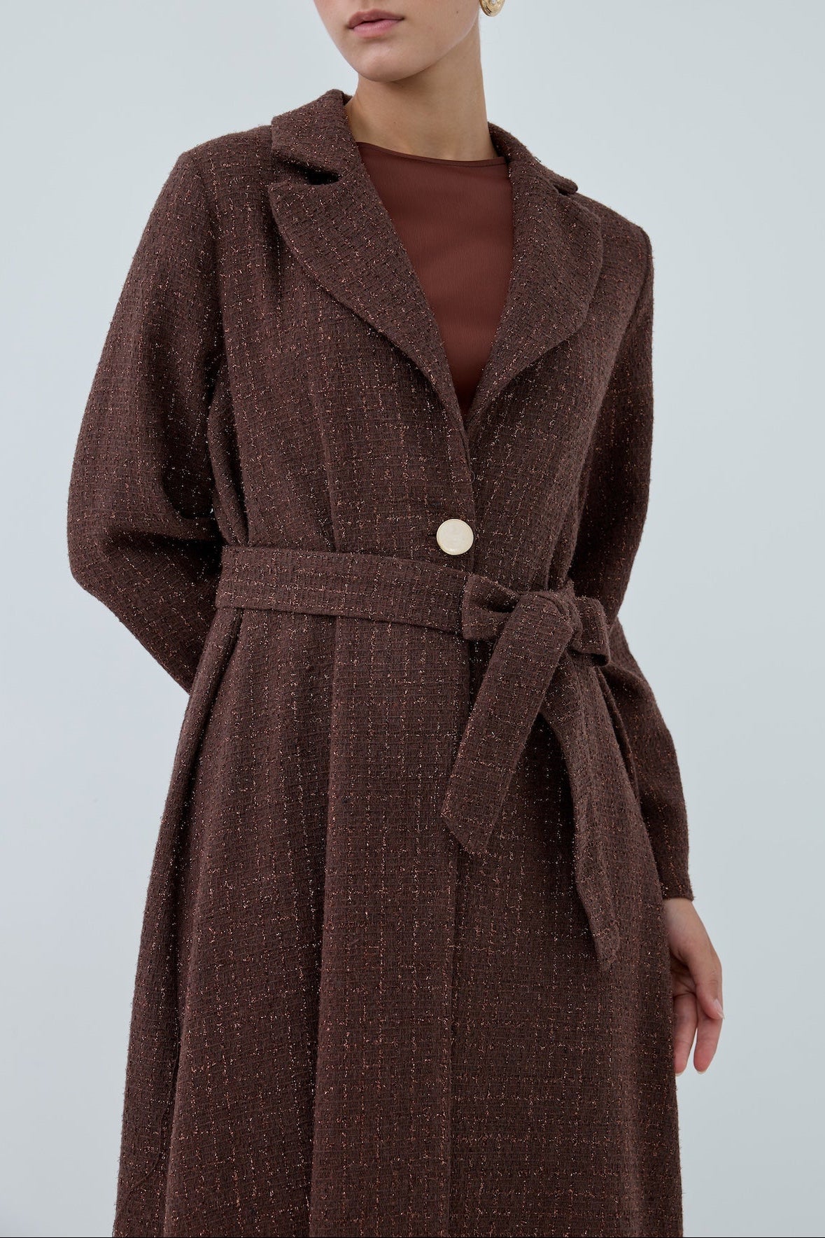 Önü Kuşaklı Simli Abaya