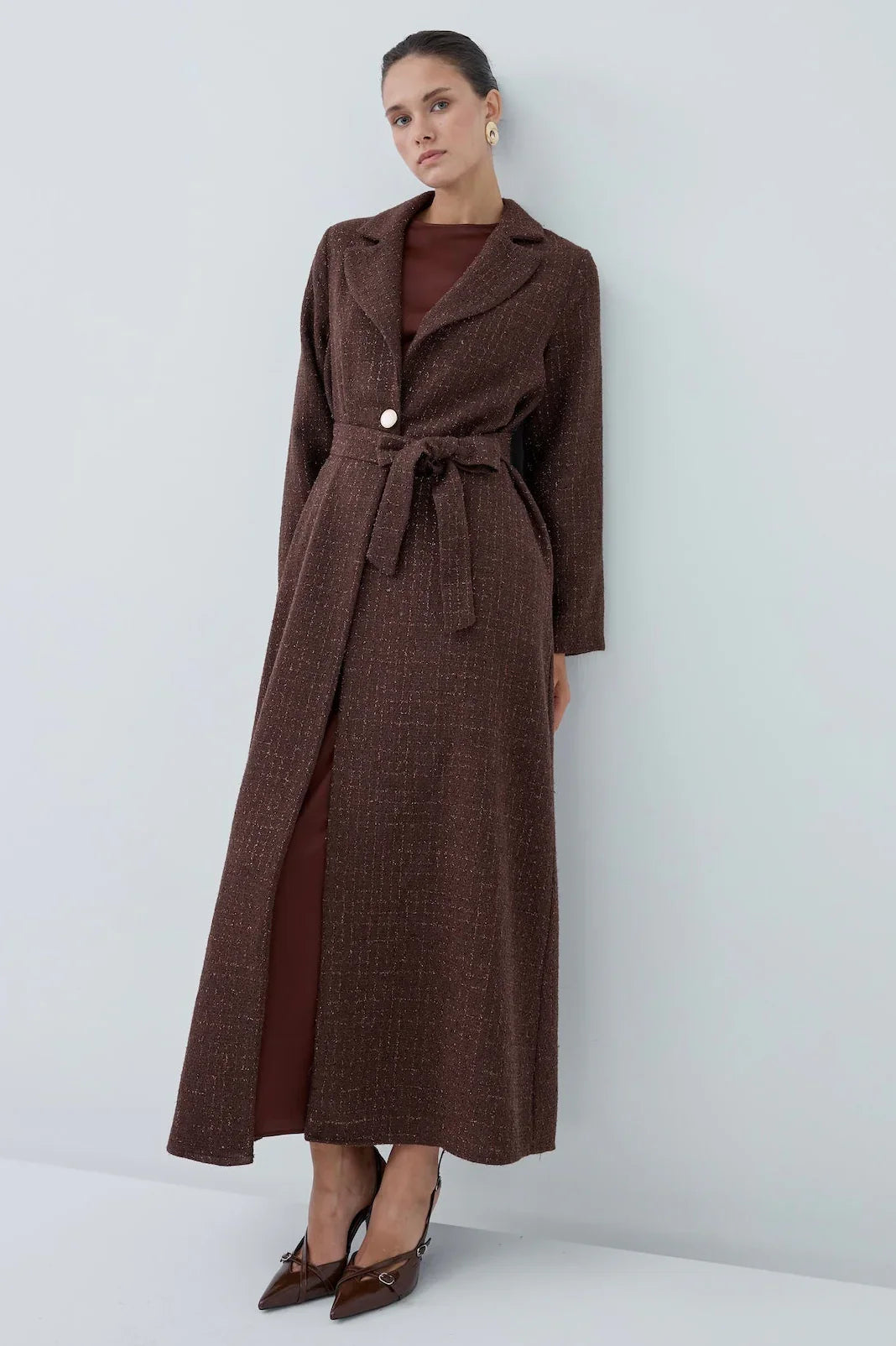 Önü Kuşaklı Simli Abaya