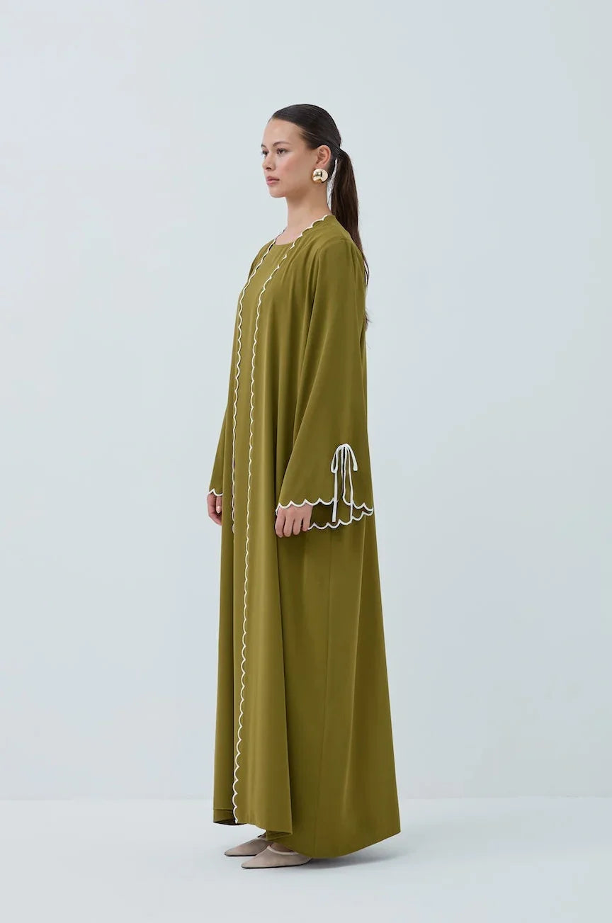 Lazer Nakışlı Abaya Takım