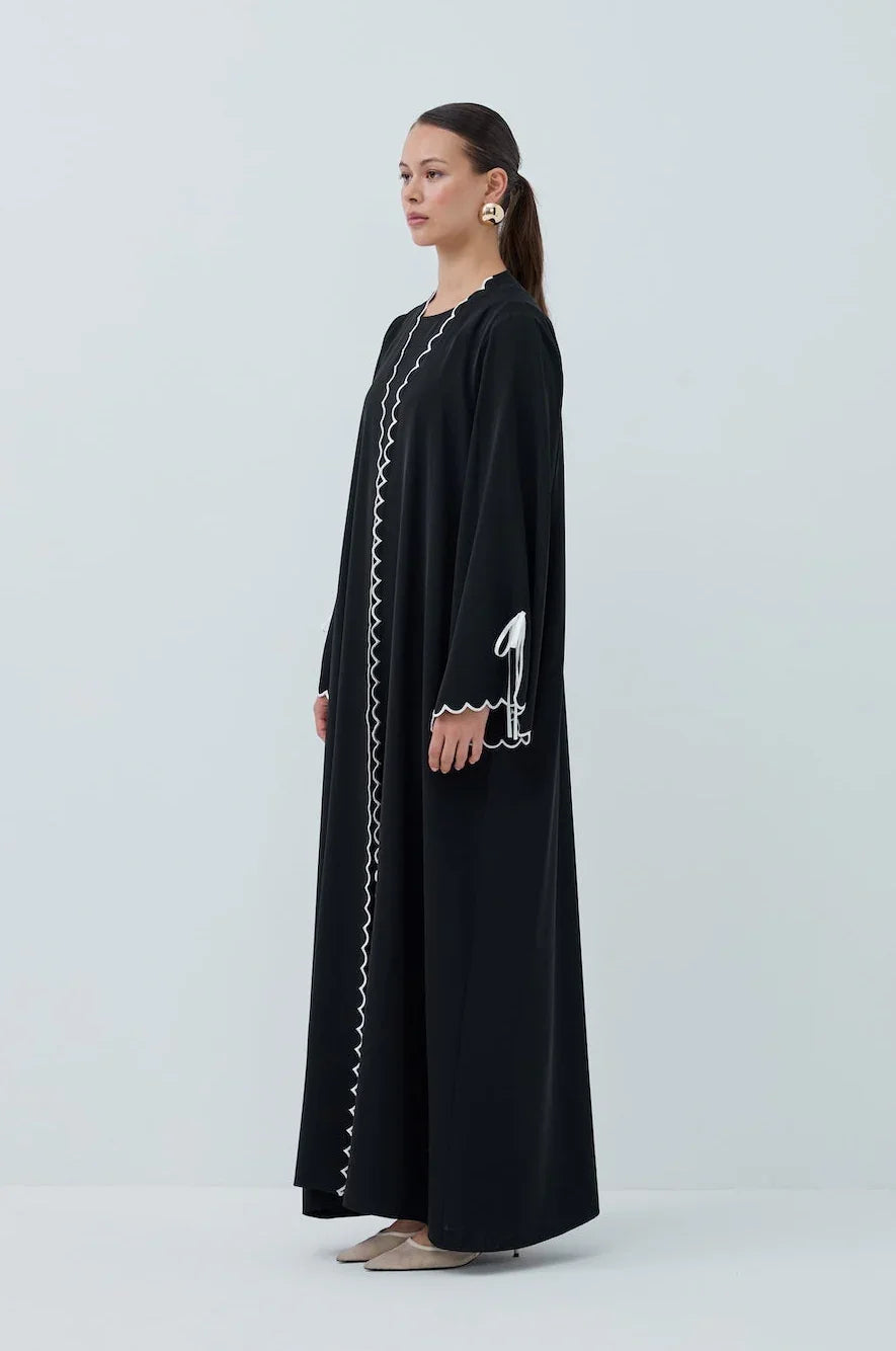 Lazer Nakışlı Abaya Takım