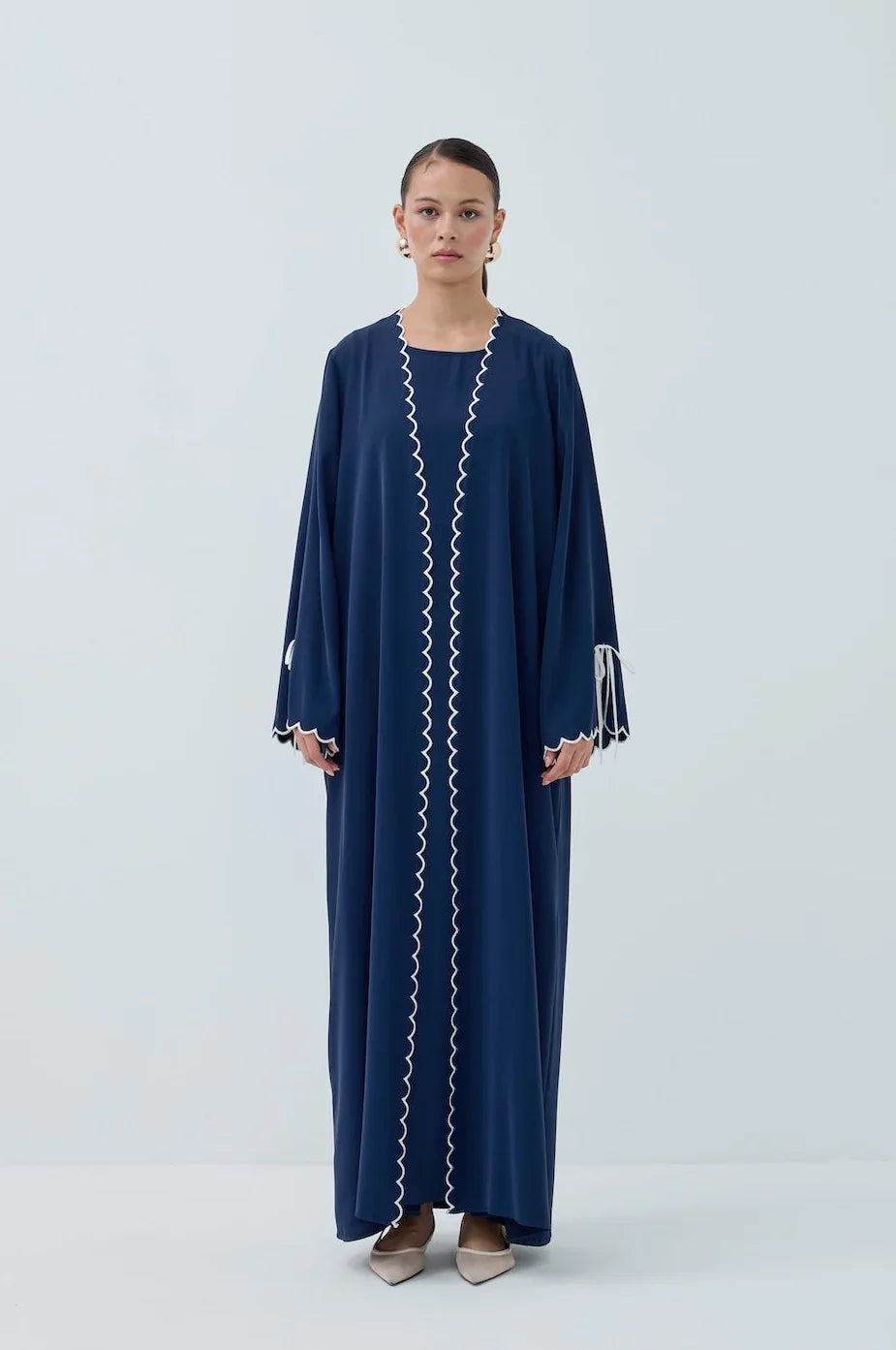 Lazer Nakışlı Abaya Takım