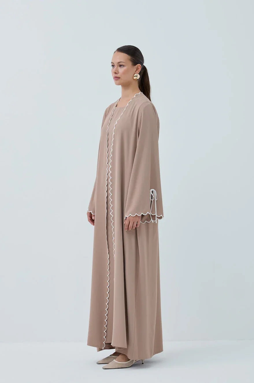 Lazer Nakışlı Abaya Takım