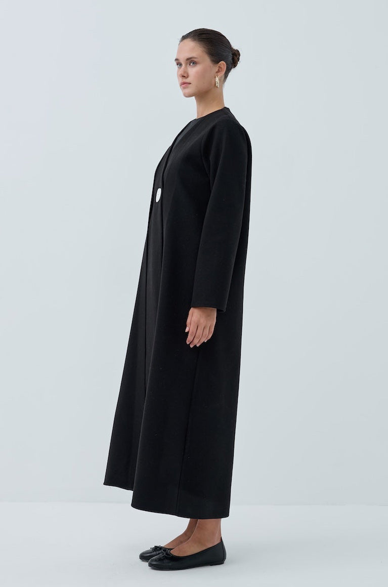Tek Düğmeli Kış Kaşe Abaya