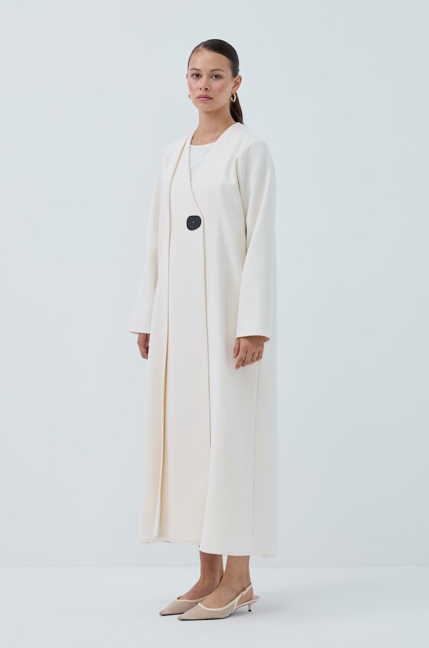 Tek Düğmeli Kış Kaşe Abaya