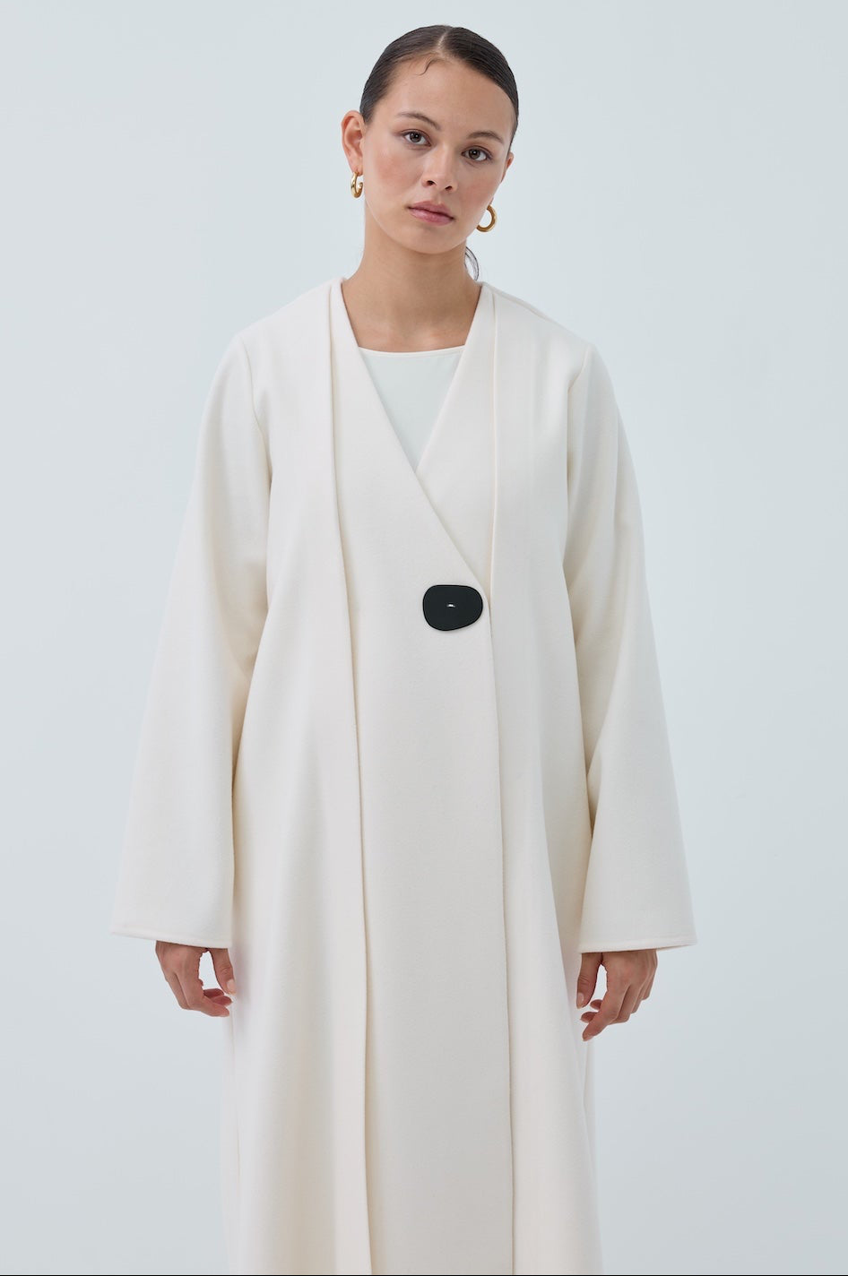 Tek Düğmeli Kış Kaşe Abaya