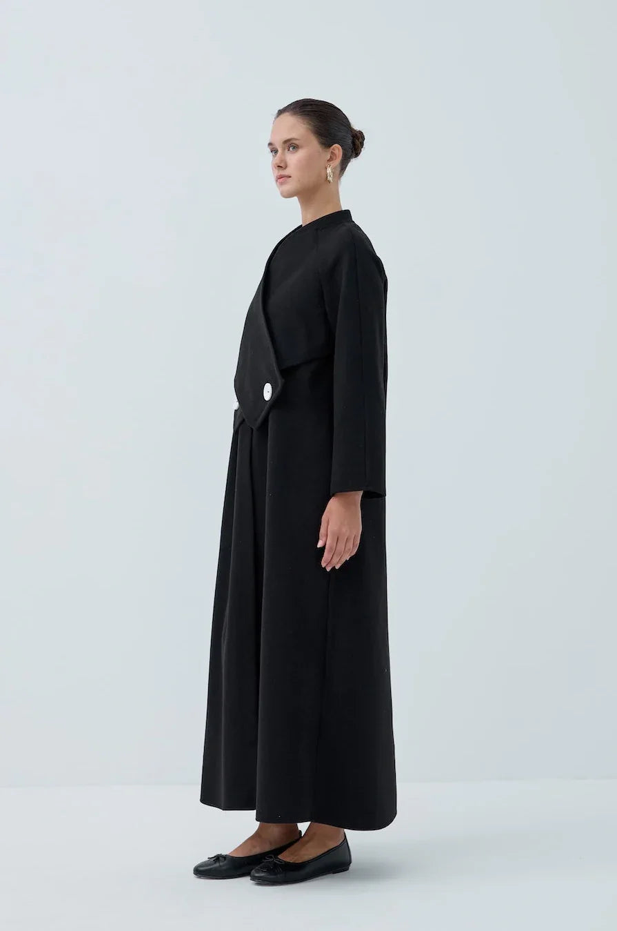 İki Düğmeli Kış Kaşe Kaban