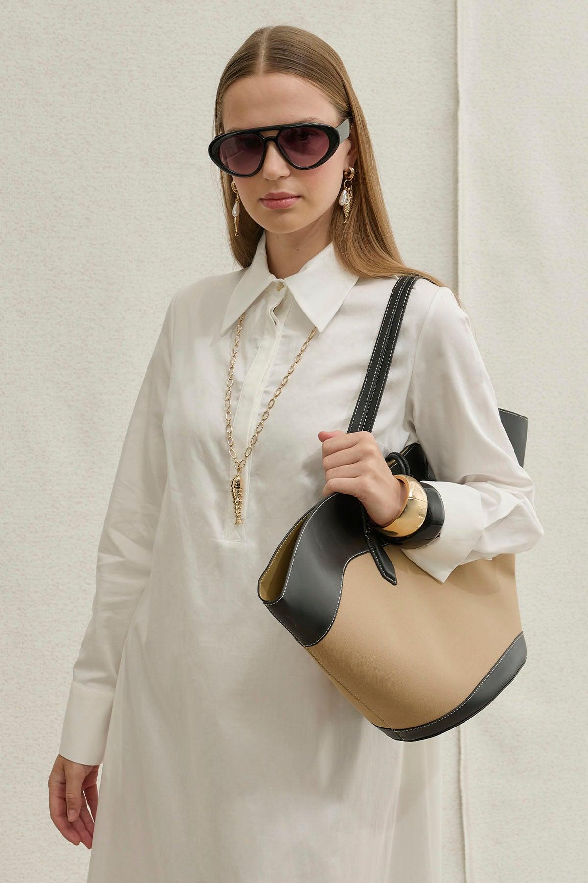 Soft Cotton Half-Buttoned White Long Shirt Dress