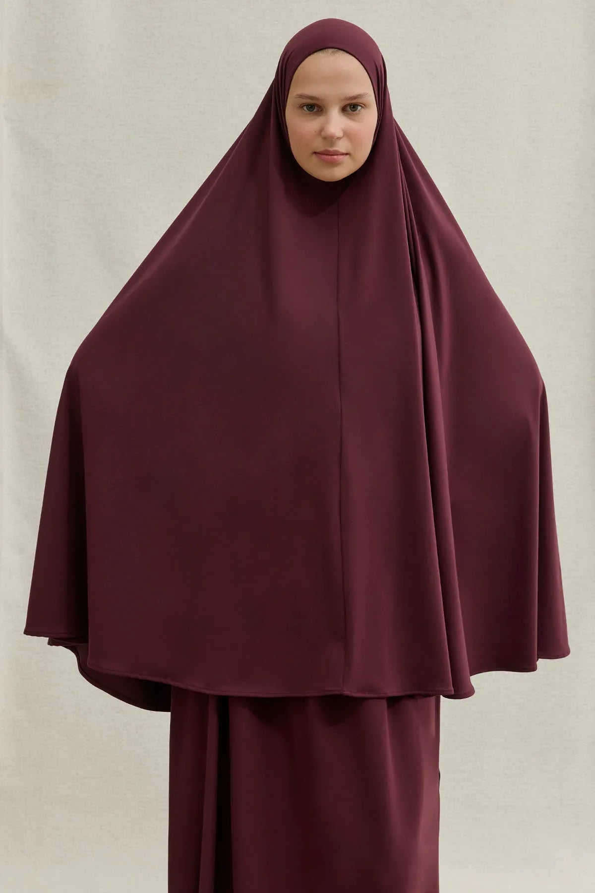 Harem Akışkan Khimar Mürdüm İkili Takım