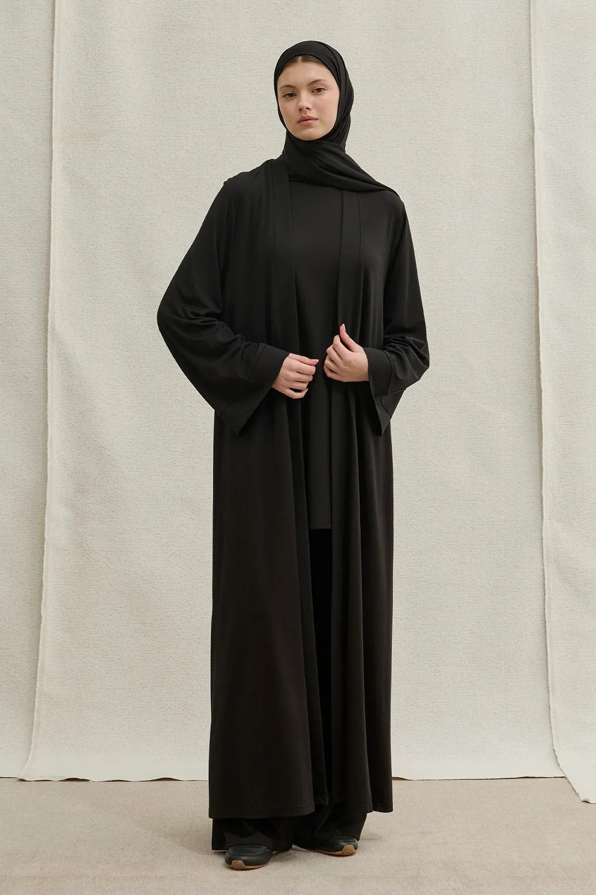 Actıve Modest Spor Siyah Üçlü Abaya Takım