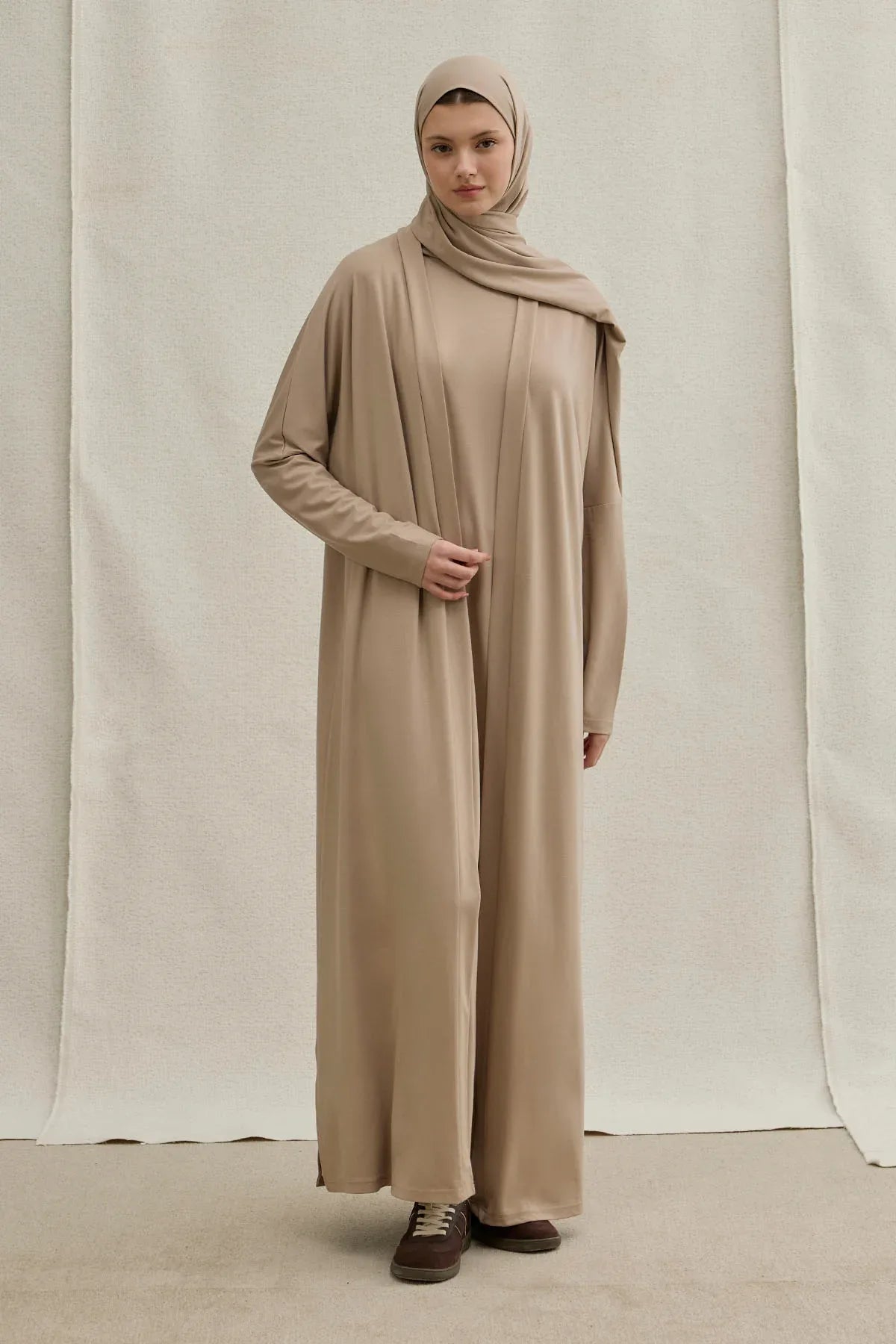 Active Modest Sport Mink Two-Piece Abaya Set