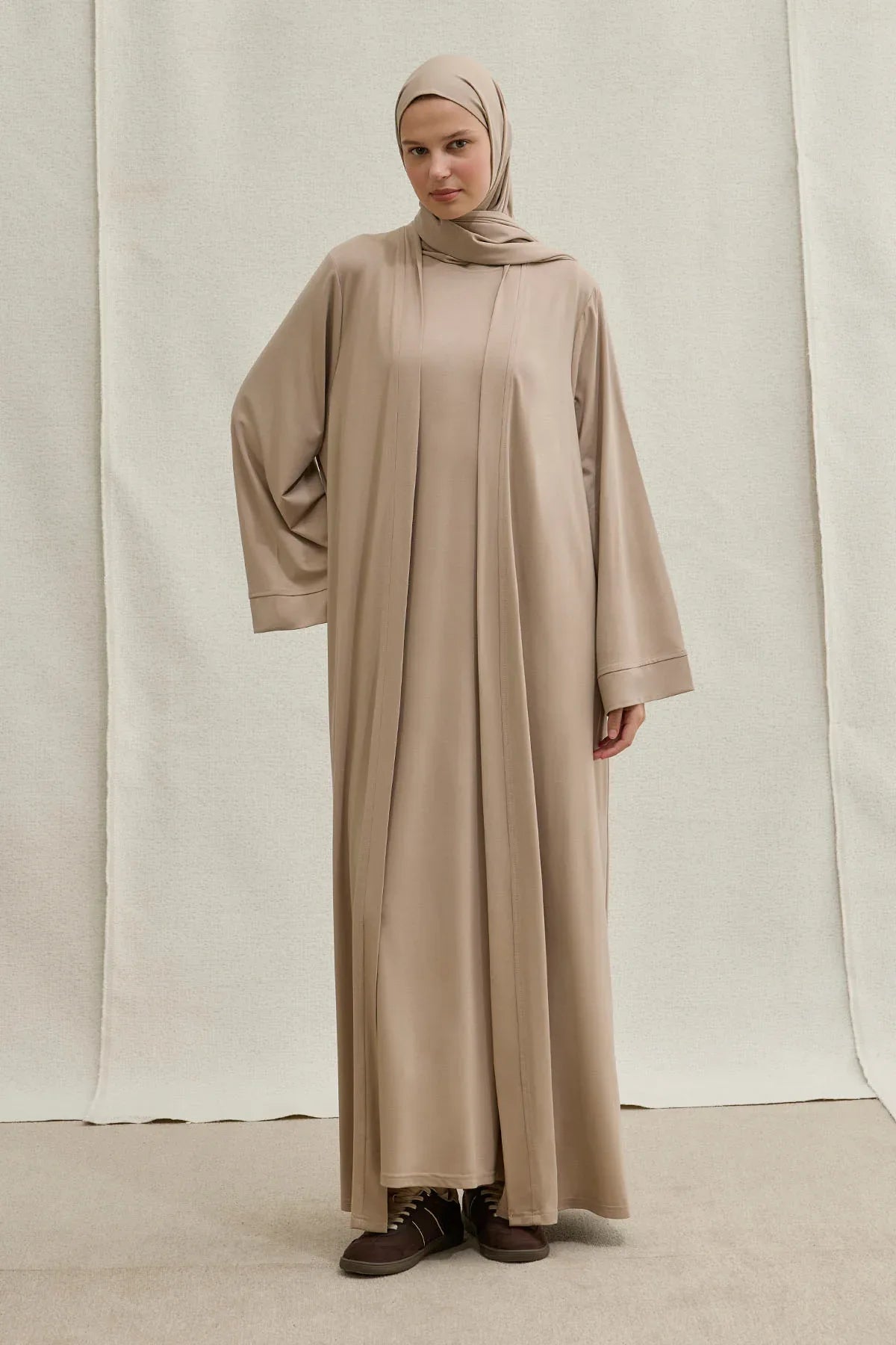 Active Modest Spor Geniş Kol Vizon İkili Abaya Takım
