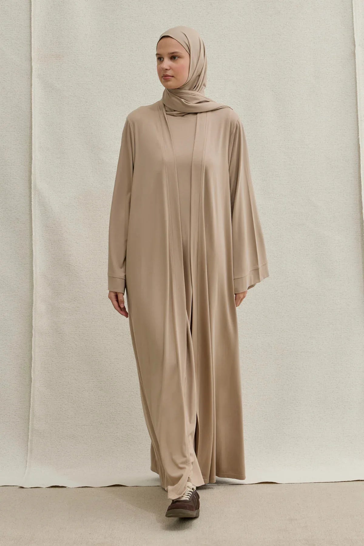 Active Modest Spor Geniş Kol Vizon İkili Abaya Takım