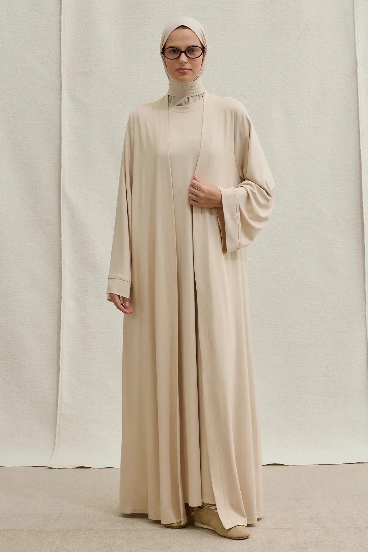 Active Modest Spor Geniş Kol Taş İkili Abaya Takım