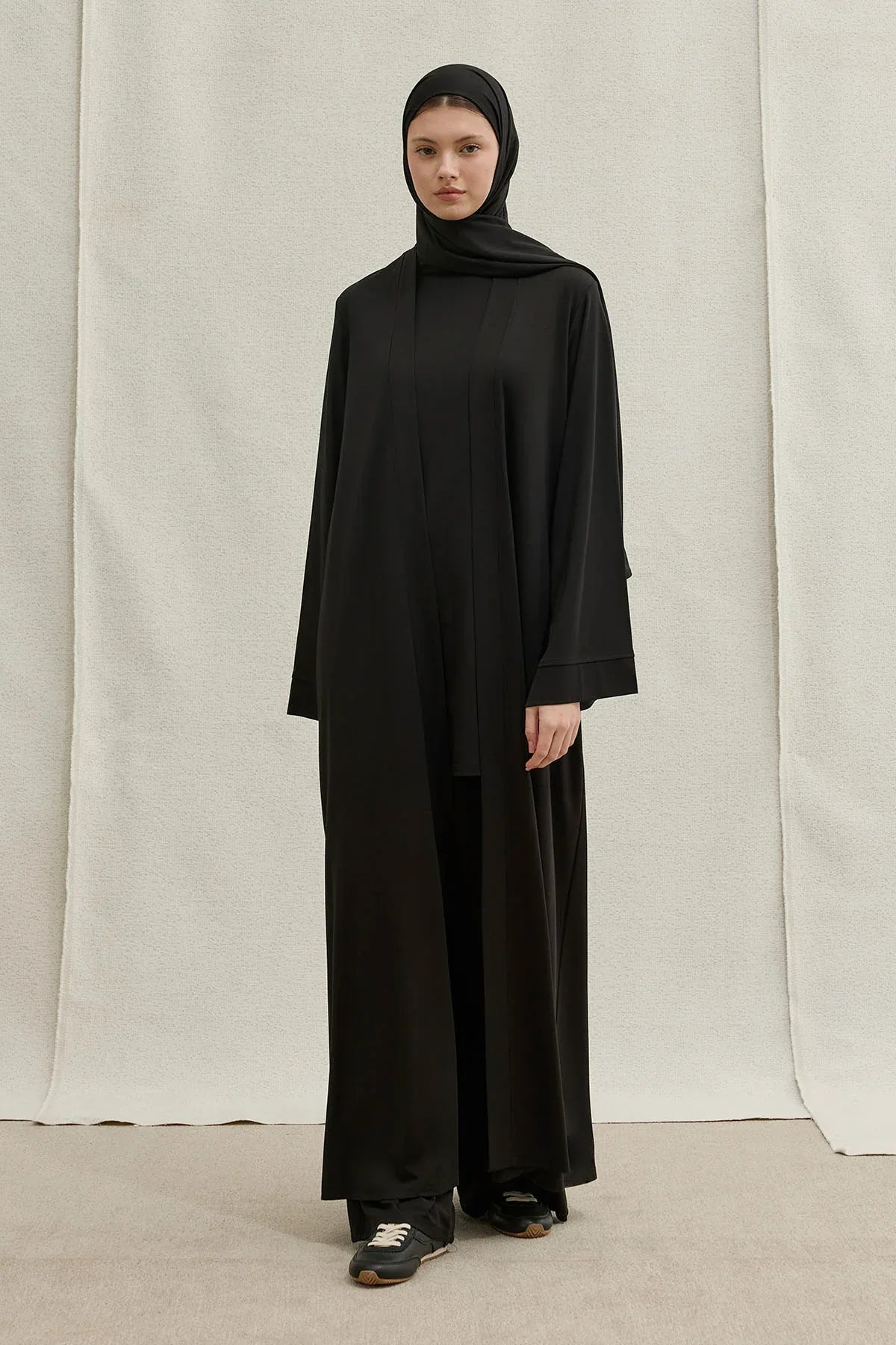 Actıve Modest Spor Siyah Üçlü Abaya Takım