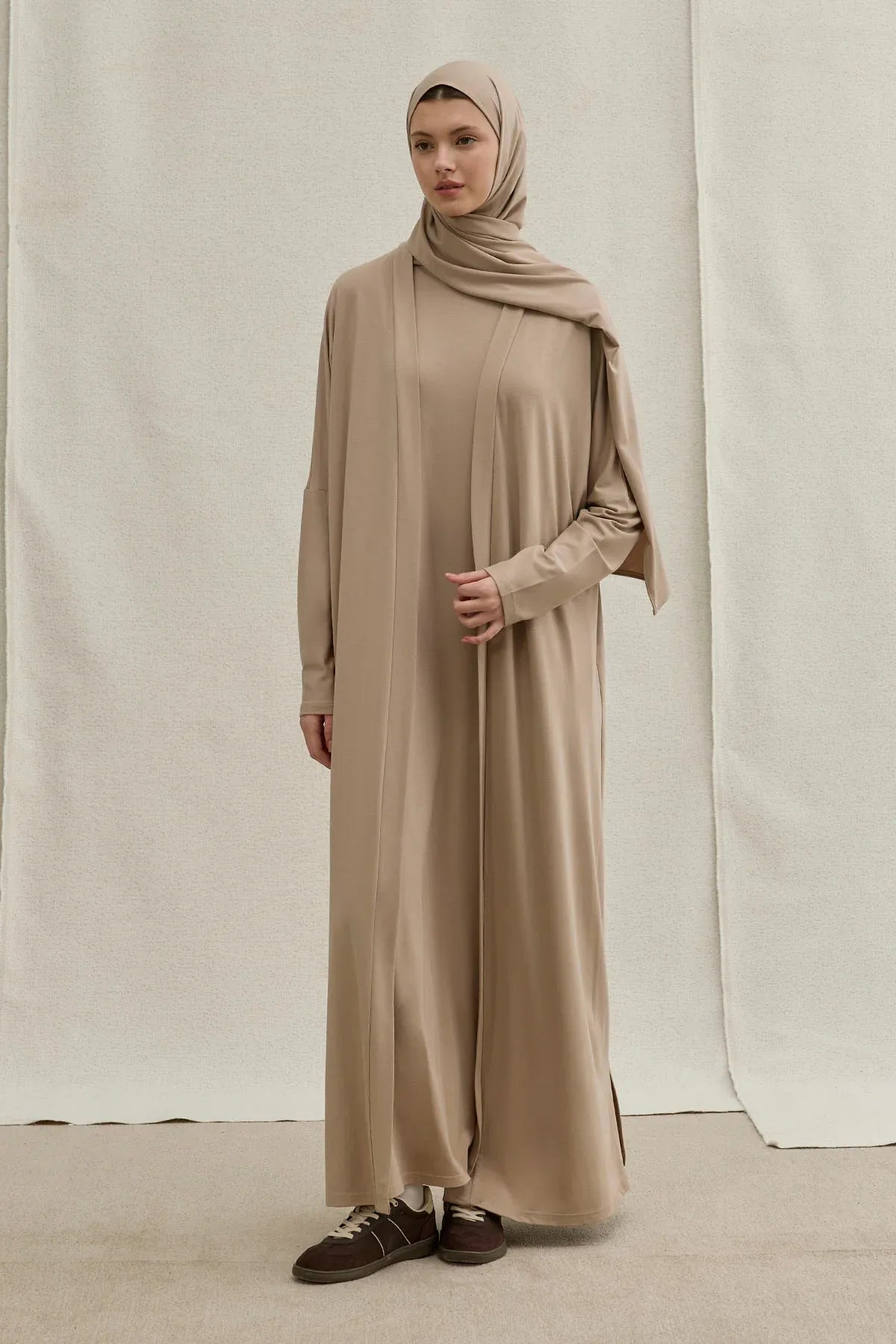 Active Modest Sport Mink Two-Piece Abaya Set