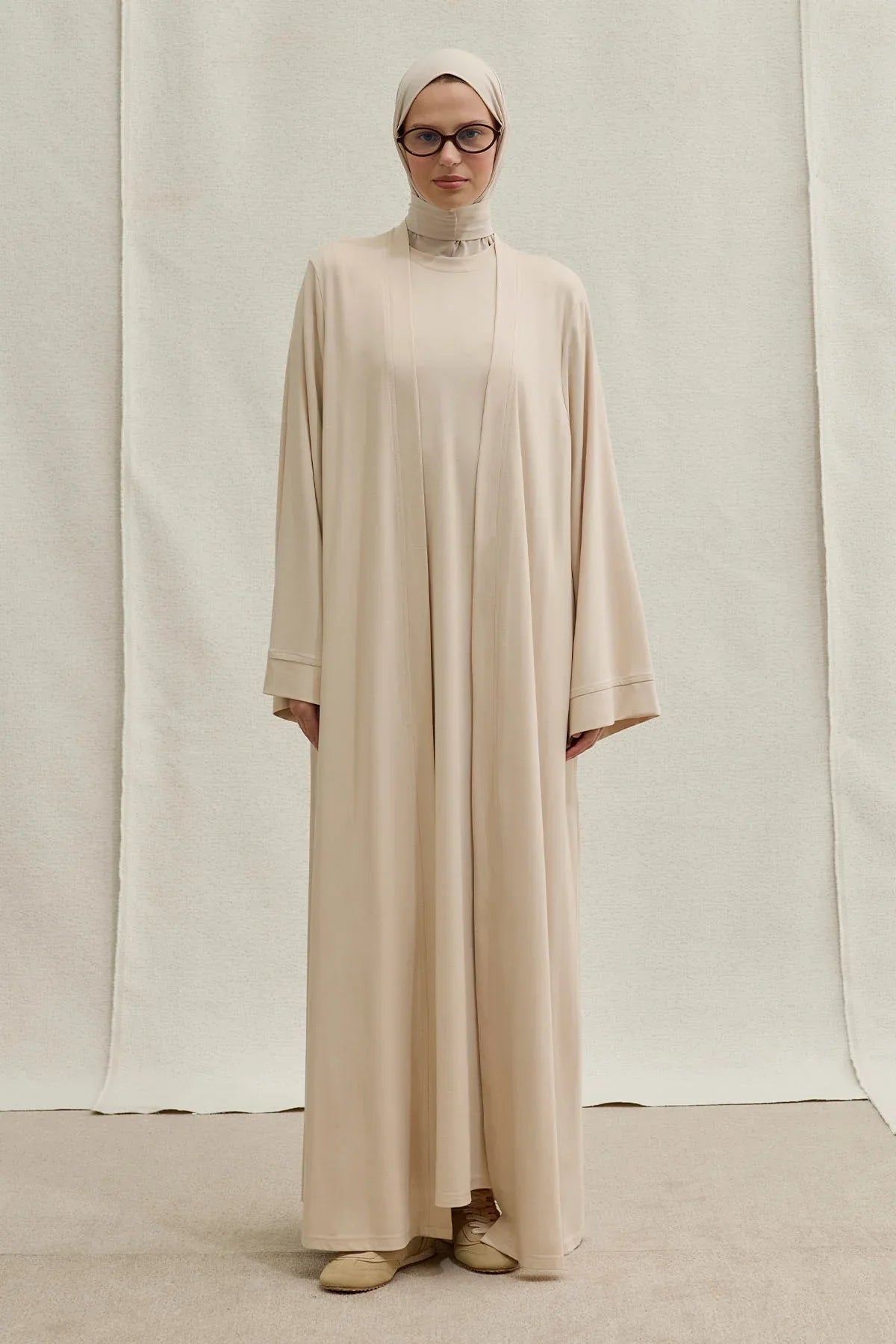 Active Modest Spor Geniş Kol Taş İkili Abaya Takım