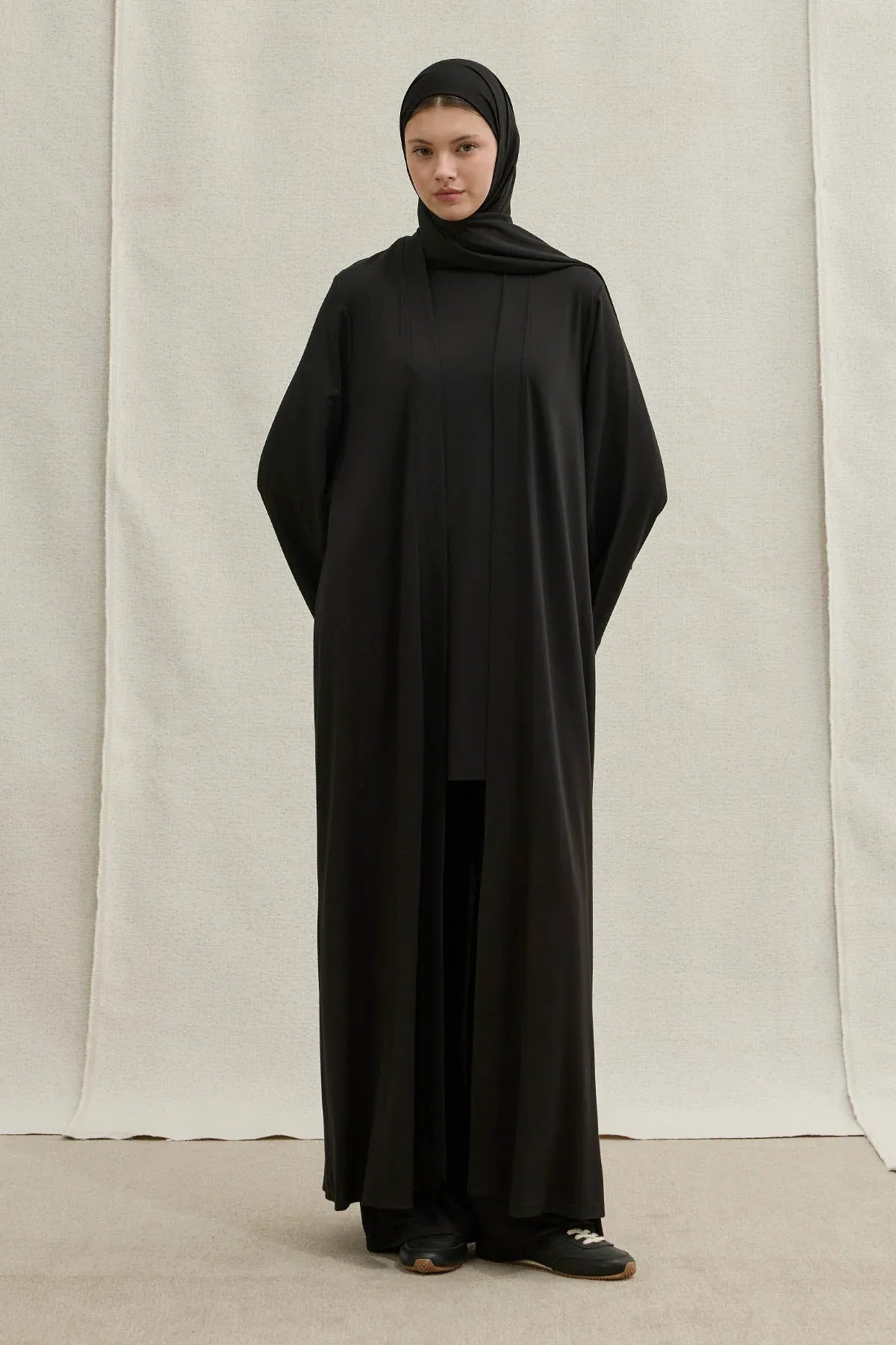 Actıve Modest Spor Siyah Üçlü Abaya Takım