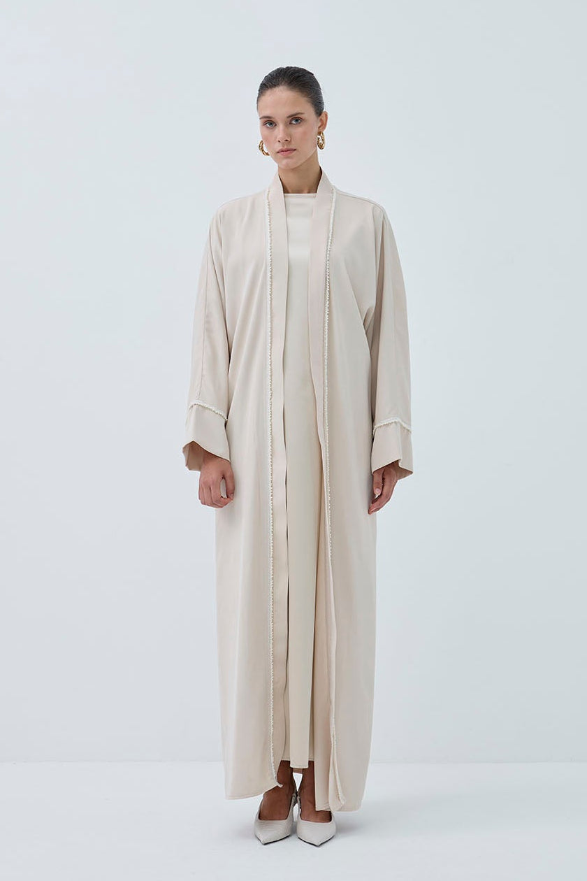İnci Şerit İşlemeli Nida Abaya