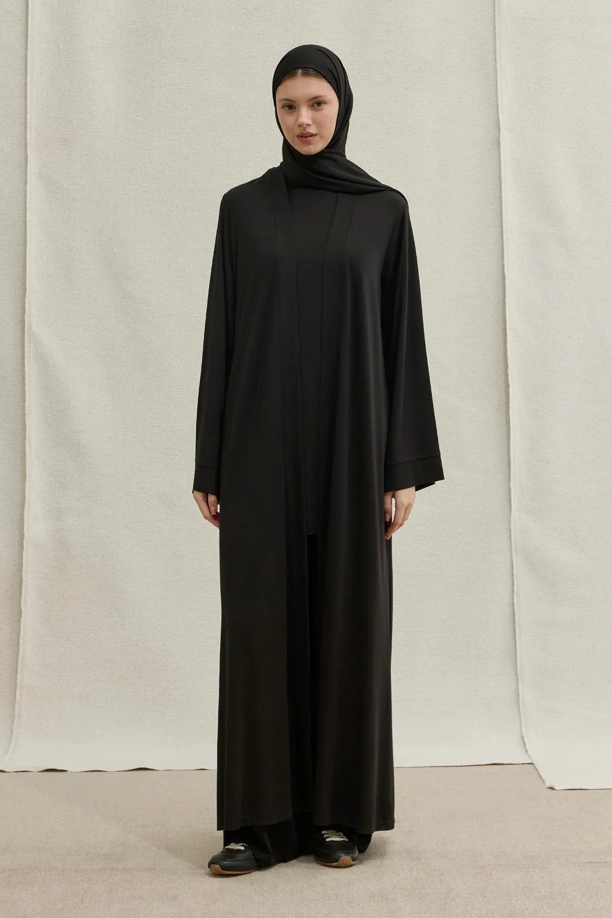 Actıve Modest Spor Siyah Üçlü Abaya Takım