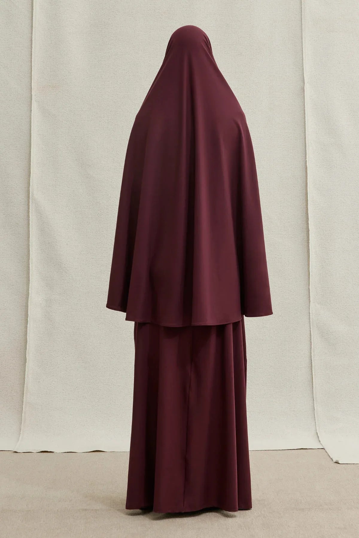 Harem Akışkan Khimar Mürdüm İkili Takım