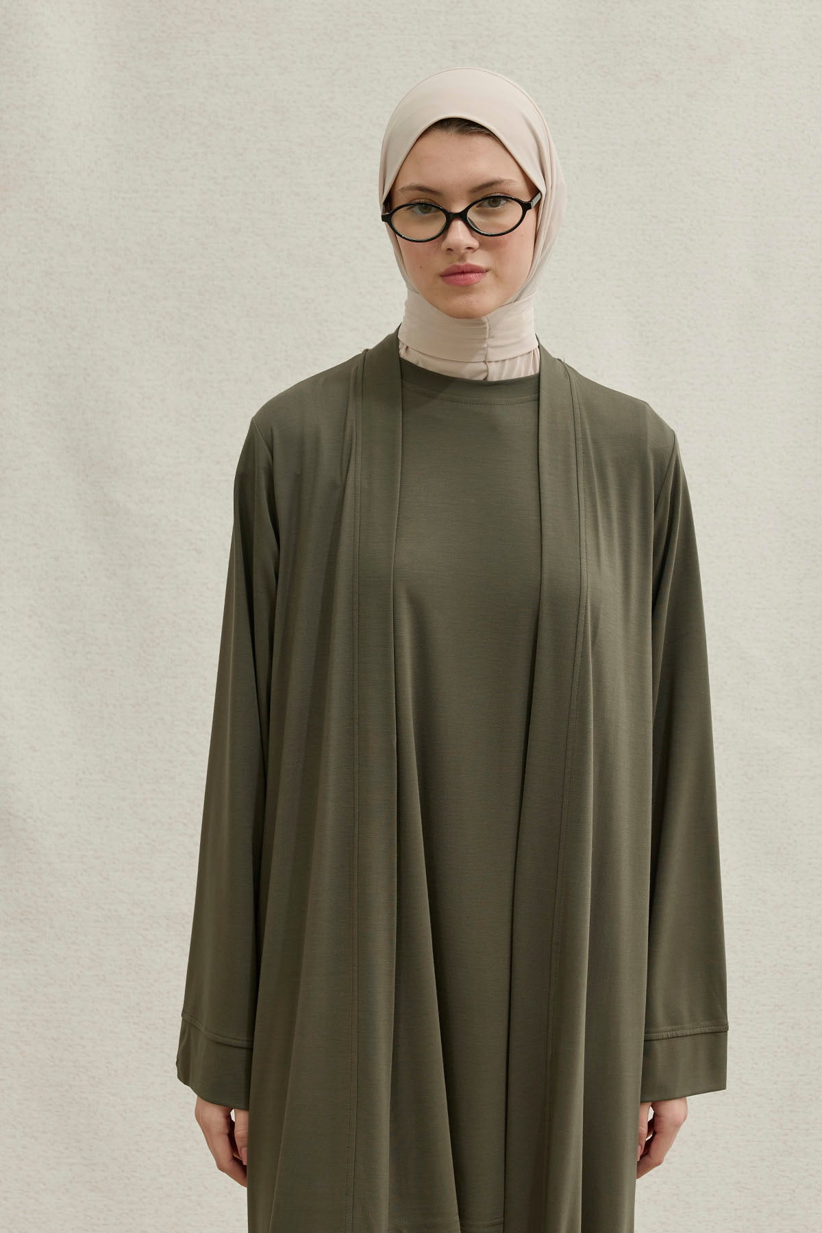 Actıve Modest Spor Haki Üçlü Abaya Takım