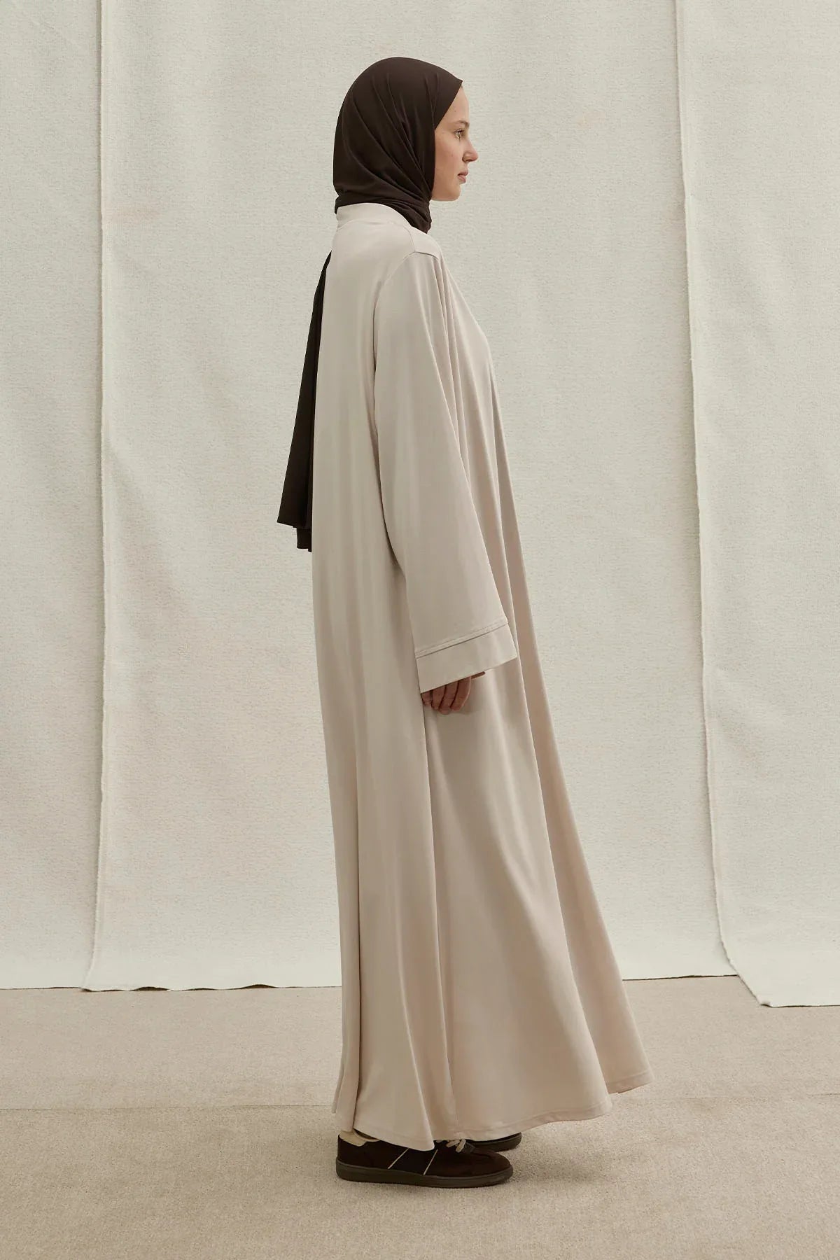 Active Modest Spor Geniş Kol Ekru İkili Abaya Takım