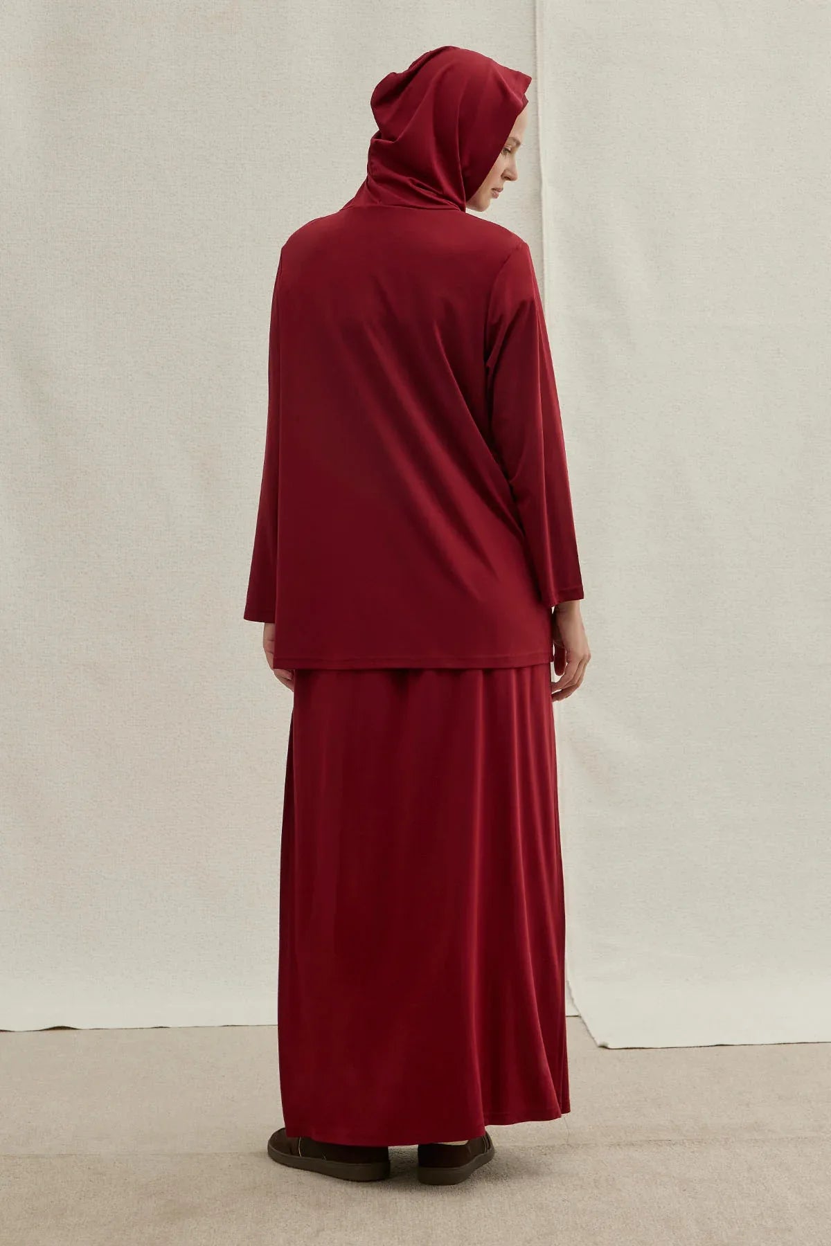 Actıve Modest Kapüşonlu Tesettür Spor Bordo Takım