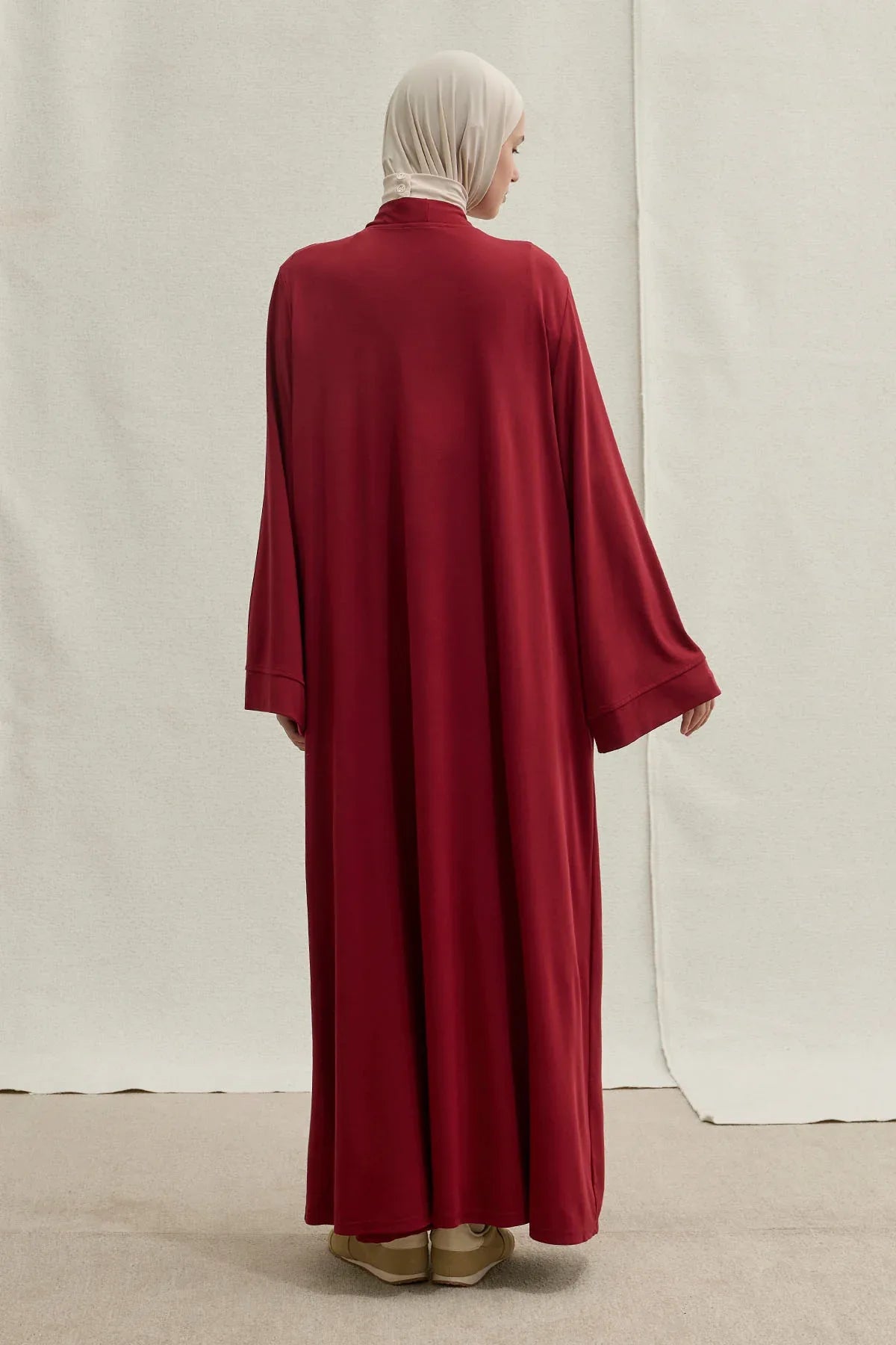 Active Modest Spor Geniş Kol Bordo İkili Abaya Takım