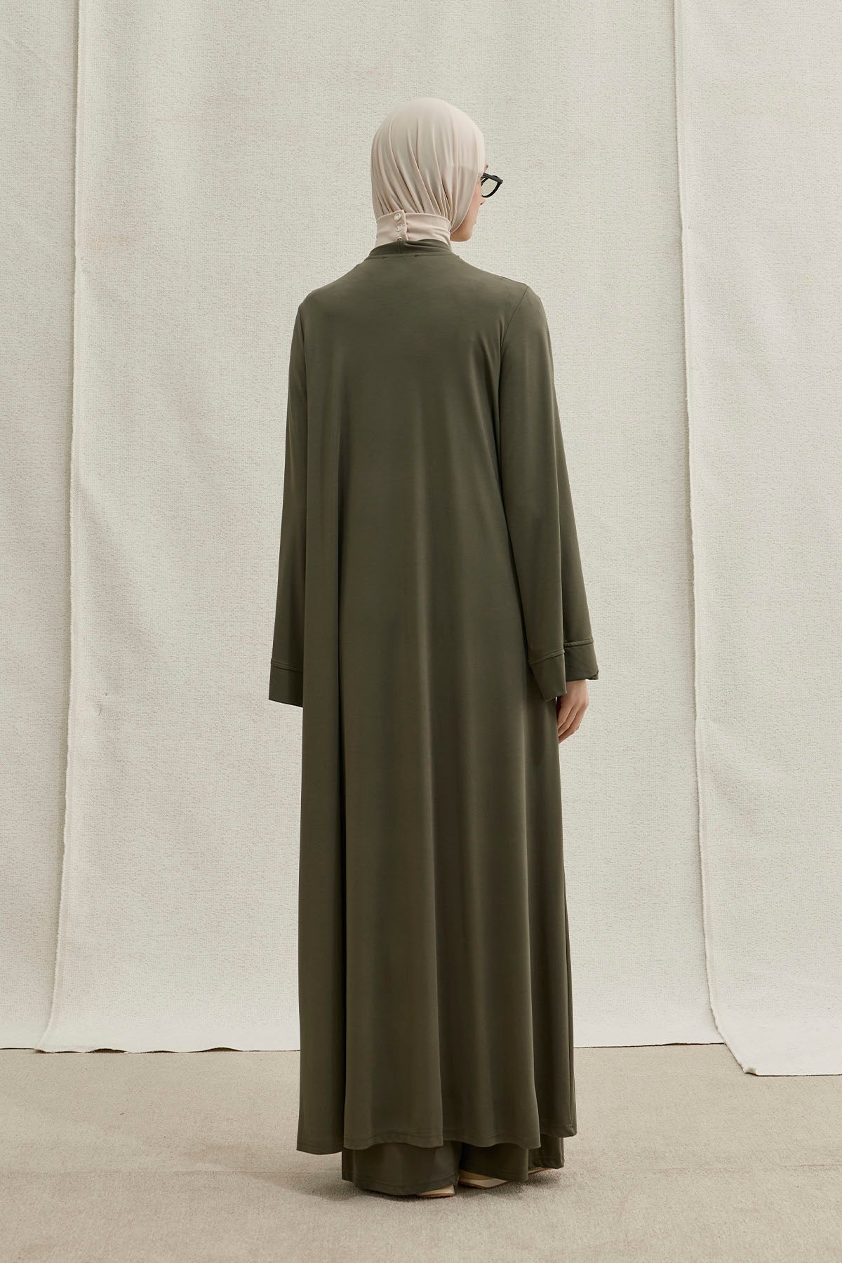 Actıve Modest Spor Haki Üçlü Abaya Takım