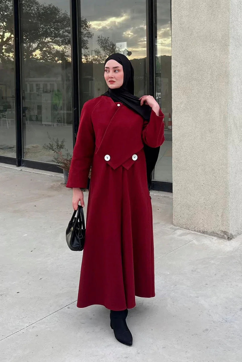 İki Düğmeli Kış Kaşe Kaban