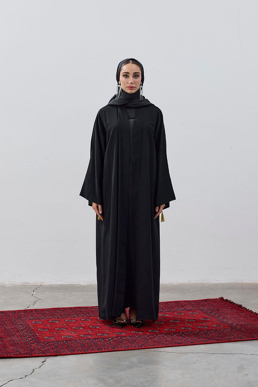 Tasarım Sırt Şehir Haritalı Nakış İşlemeli Abaya