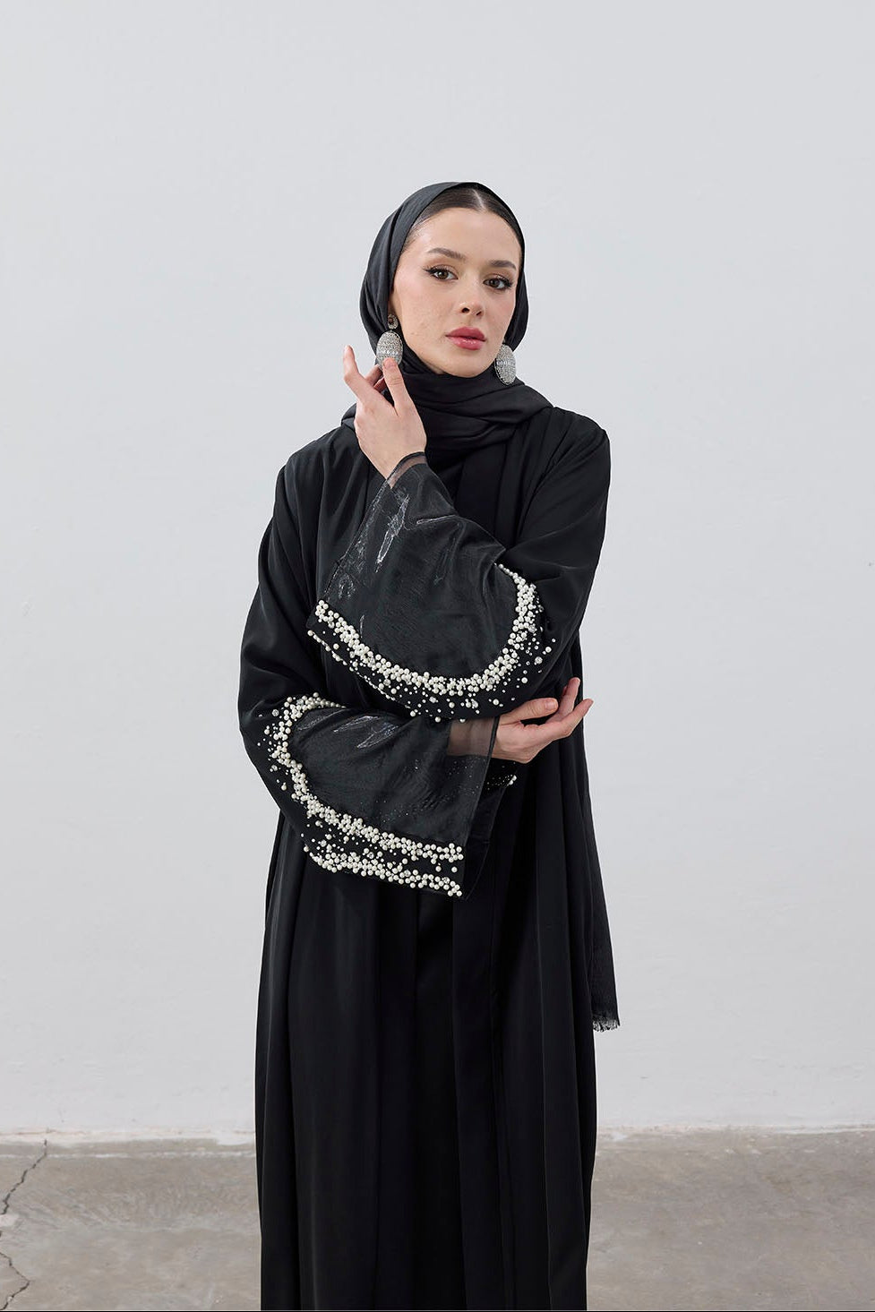 İnci Organize Kol Detaylı Abaya